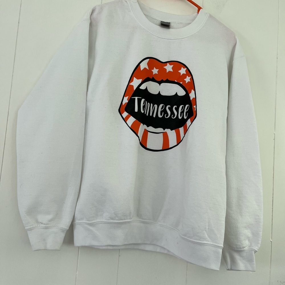 Tennessee Lips White Sweatshirt VOLS Size Small - Picture 6 of 10